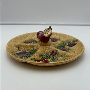 Vintage Tilso Ceramic Majolica Hand Painted Appetizer Round Dish